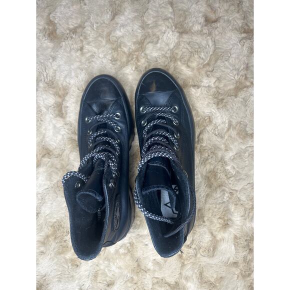Converse Black Leather Hi top women’s 7 like new - Picture 2 of 6
